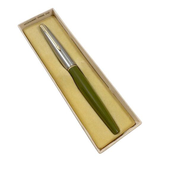 Parker 45 Fountain Pen & Converter Cartridge Avocado Green Vintage 1970s in Box - Picture 7 of 8